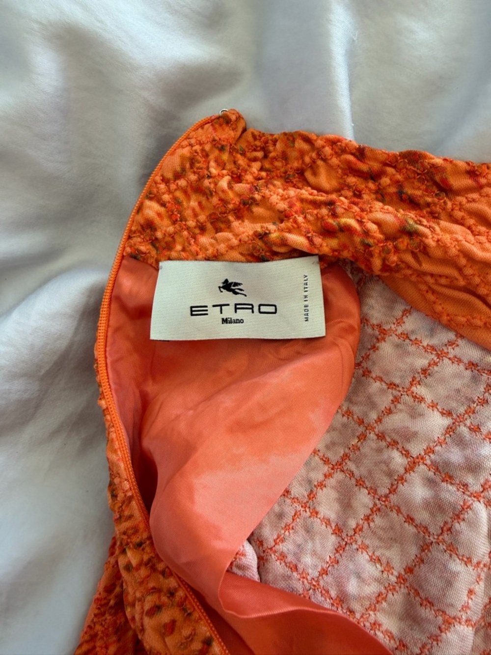 ETRO Milano Orange “Abito Kara” Textured Knit Mini Dress – IT 40 (US 4 / S) - Picture 4 of 9